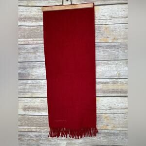 Vintage Burberry 100% cashmere scarf red with fringe